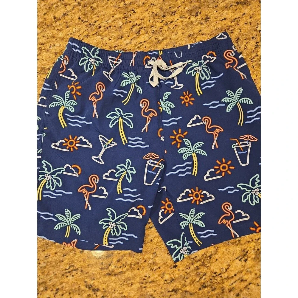 Chubbies Men’s Size Large “Neon Lights” 7” Lined Swim Trunk Shorts